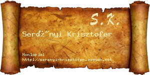 Serényi Krisztofer névjegykártya