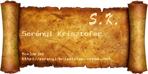 Serényi Krisztofer névjegykártya